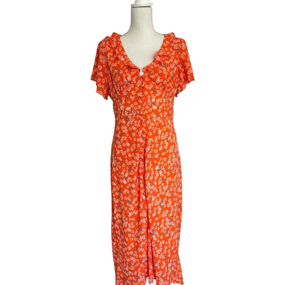 Urban Outfitters Orange Floral Midi Dress